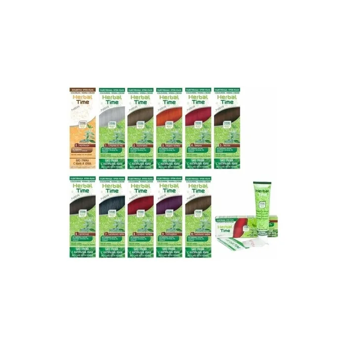 Herbal Time Henna Coloring Cream 100% Natural Hair Colorant 75ml Ready To Use