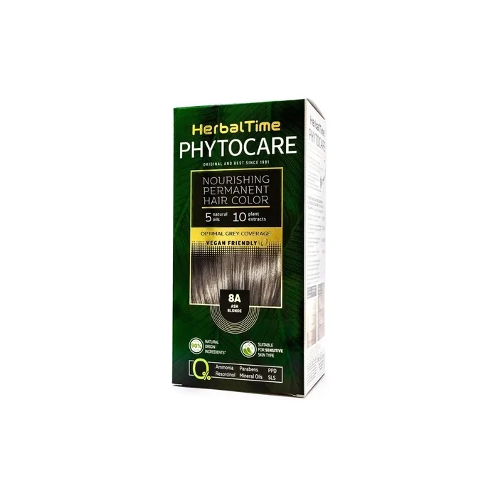 Herbal Time Phytocare Permanent Hair Dye Color Ash Blonde 8a