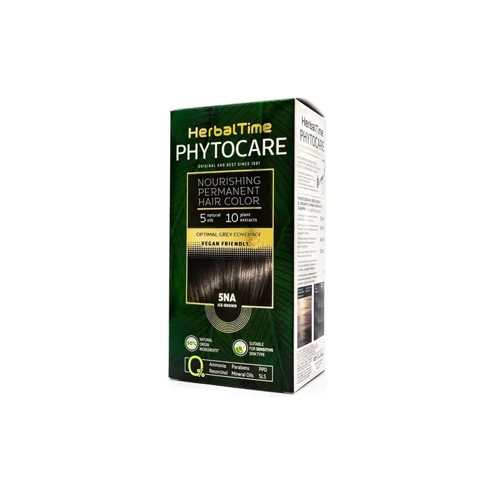 Herbal Time Phytocare Permanent Hair Dye Color Ice Brown 5na