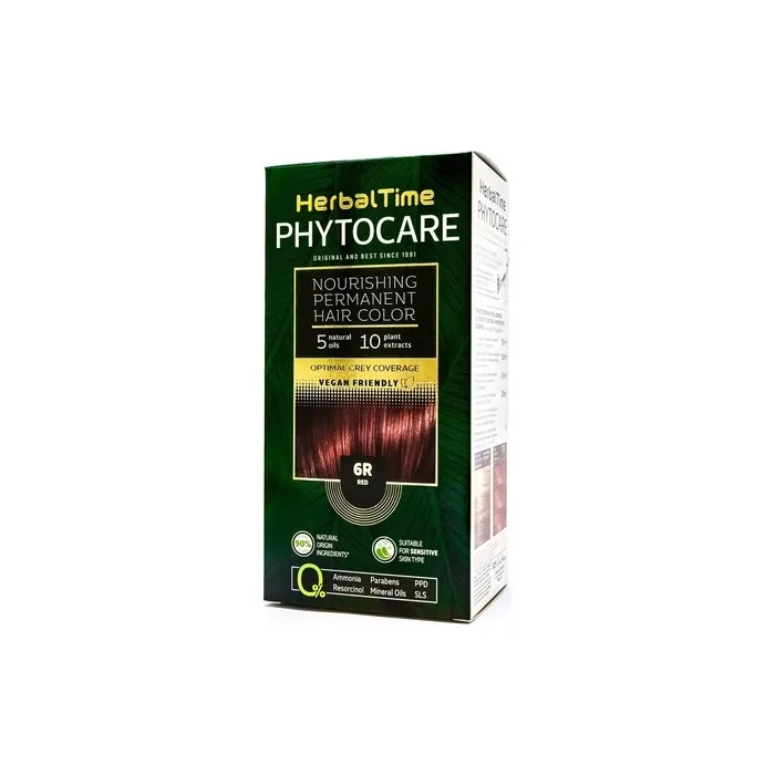Herbal Time Phytocare Permanent Hair Dye Color Red 6r Professional Natural