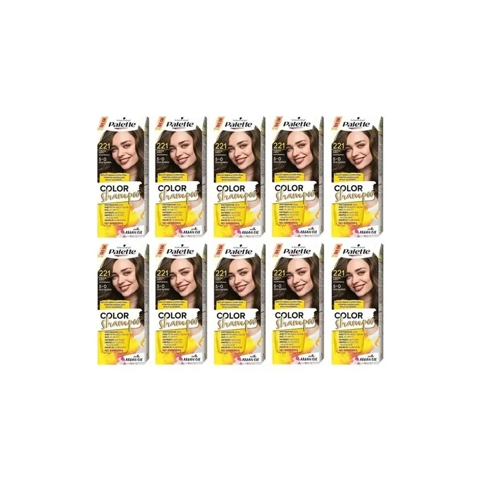 Schwarzkopf Palette Color Shampoo Hair Color 50 221 Medium Brown Pack Of 10