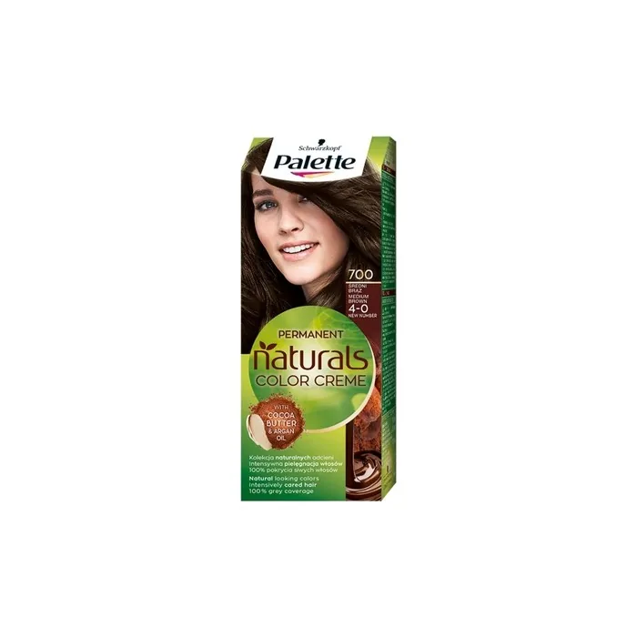 Palette Permanent Naturals Color Cream Hair Dye With Cocoa Butter And Argan Oil 700 40 Medium Brown
