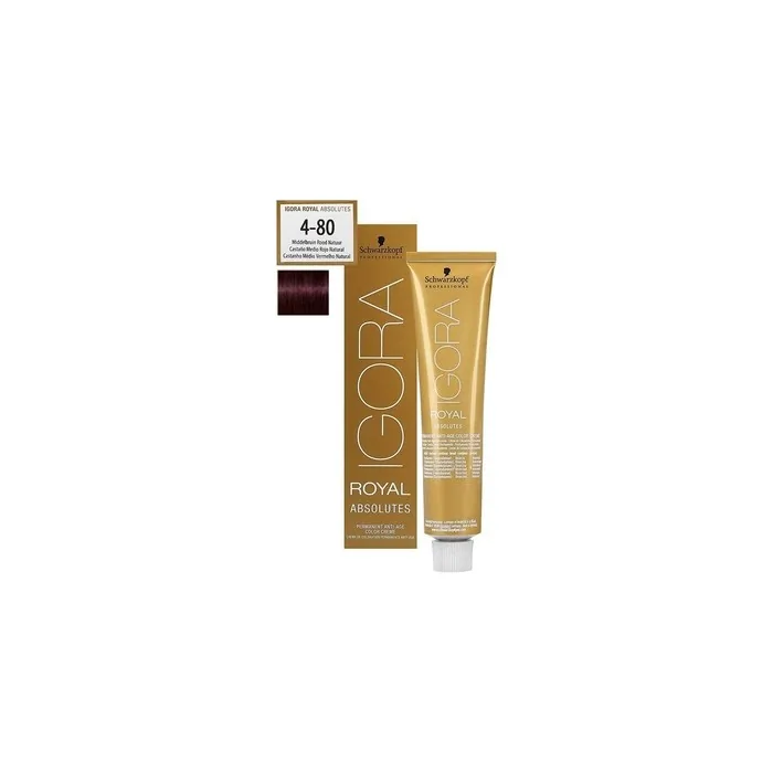 Schwarzkopf IGORA Royal Absolutes Permanent Anti-Age Color Creme 4-80 Medium Brown Red Natural 60ml