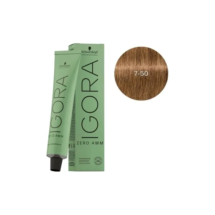 Schwarzkopf Igora Zero Amm 750 Hair Color Medium Golden Natural Blonde 60 Ml