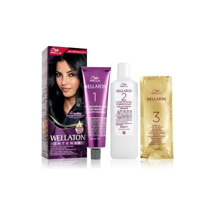 Wella Wellaton Intense Permanent Hair Color With Argan Oil 20 Black 1 Piece