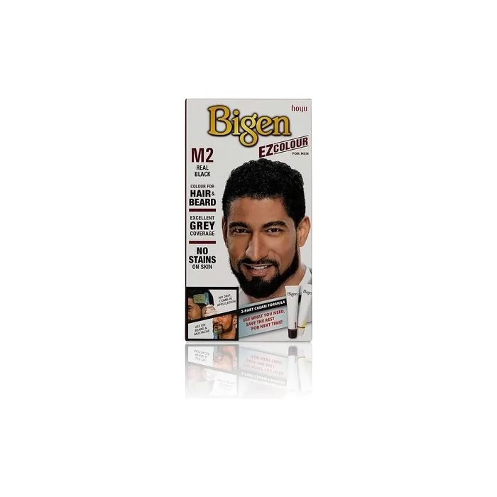 Bigen EZ Color for Men Permanent Hair and Beard Color M2 Real Black