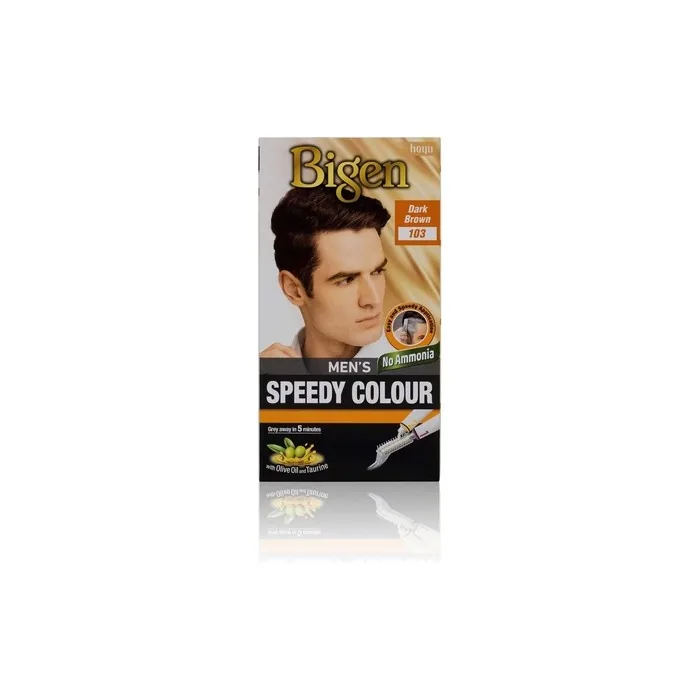 Bigen Men's Speedy Color Easy and Speedy Application No Ammonia with Applicator Comb 103 Dark Brown