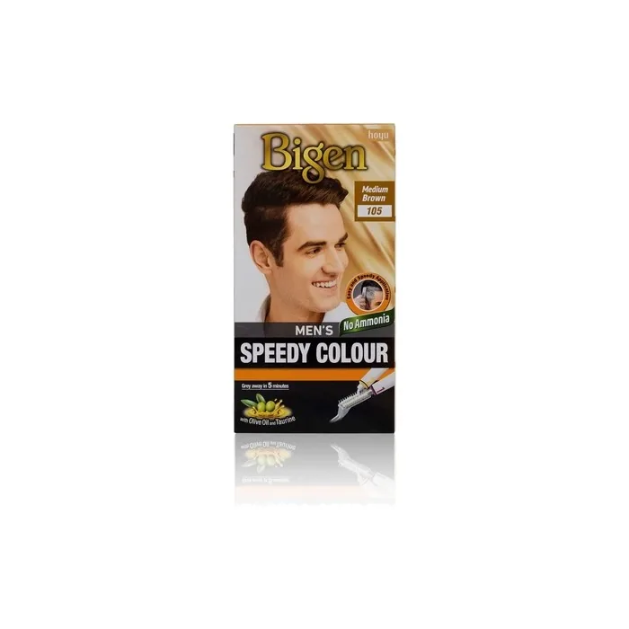 Bigen Men's Speedy Color Easy and Speedy Application No Ammonia with Applicator Comb 105 Medium Brown