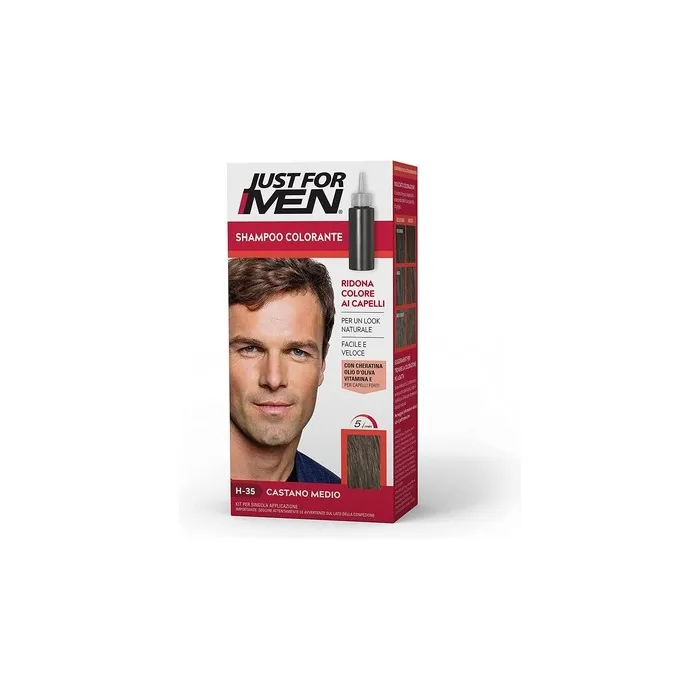 Just for Men Gel Hair Dye H35 Medium Brown Coloring Shampoo 38.5ml