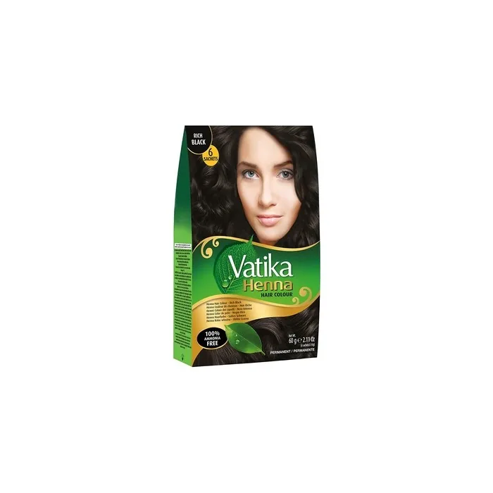 Dabur Vatika Henna Hair Color and Conditioner Rich Black 6 Sachets X 10g