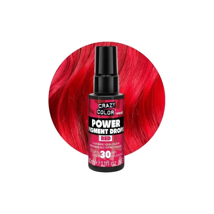 Crazy Color Red Power Pigments Ultra Concentrated Custom Toner & Semipermanent Dye Vegan Formula 30ml