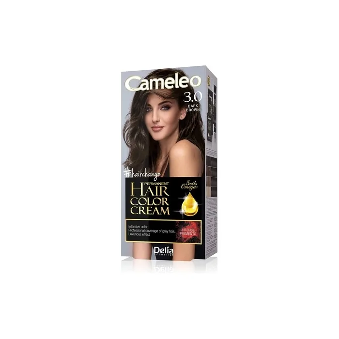 Cameleo Permanent Hair Colour Cream Dark Brown Intensive Color & Protection 5 Oils + Omega Plus Acids Professional Luxurious Hair Dye