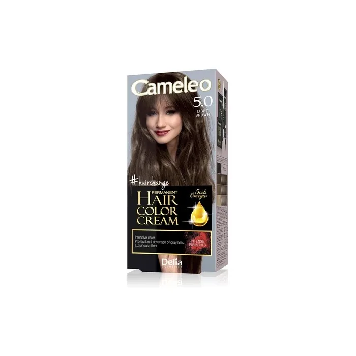 Cameleo Permanent Hair Colour Cream Light Brown Intensive Color & Protection 5 Oils + Omega Plus Acids Professional Luxurious Hair Dye