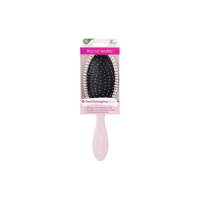 Brushworks Oval Detangling Hair Brush - Pink