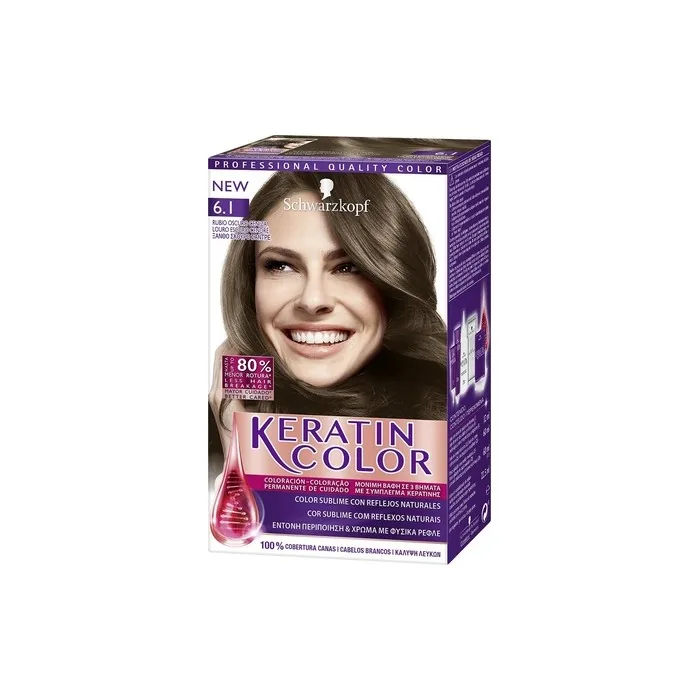 Schwarzkopf Keratin Color Hair Dye Ton 6.1