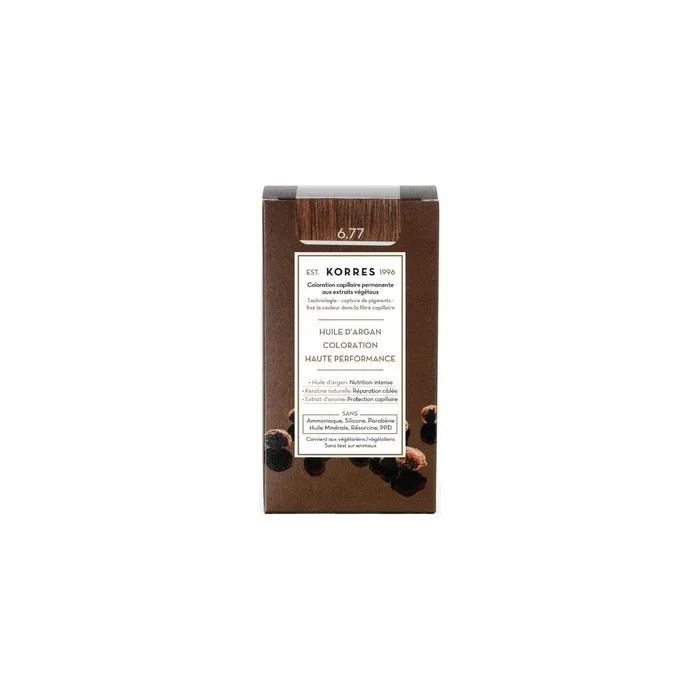 KORRES Argan Oil Colorant Gianduja 6.77 Ammonia-Free Hair Color 100% Gray Coverage and Vegan for Long-Lasting Color Result