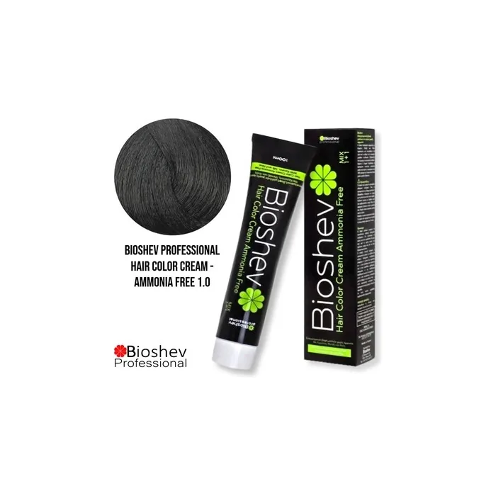 Bioshev Professional Hair Color Cream Ammonia Free 100ml - 1.0 / Black