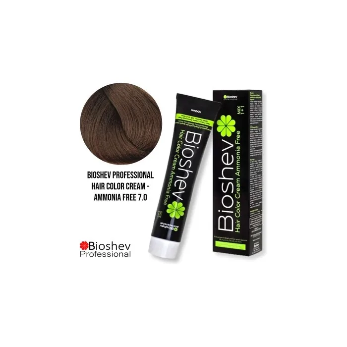 Bioshev Professional Hair Color Cream Ammonia Free 100ml - 7.0 / Blond