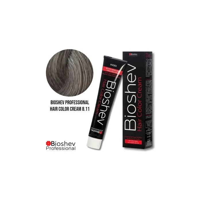 Bioshev Professional Hair Color Cream 100ml - Ash Light Blond 8.11