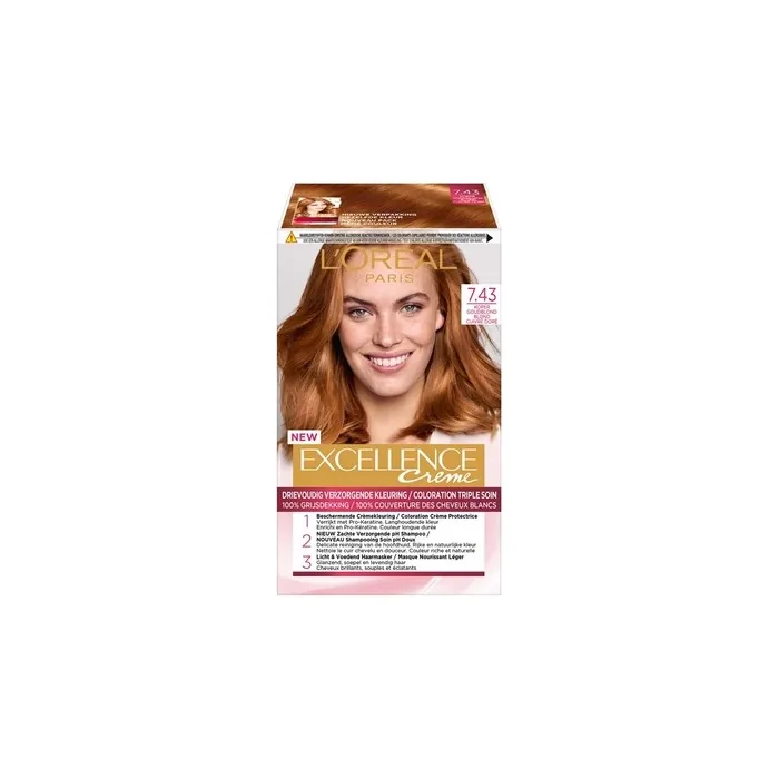 Loreal Paris Excellence Creme 743 Copper Golden Blonde Hair Color