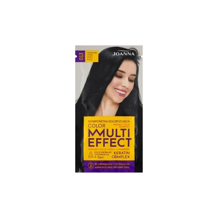 Joanna Multi Effect Keratin Complex Color Instant Color Shampoo - Color 013 Ebony Brown, 35g