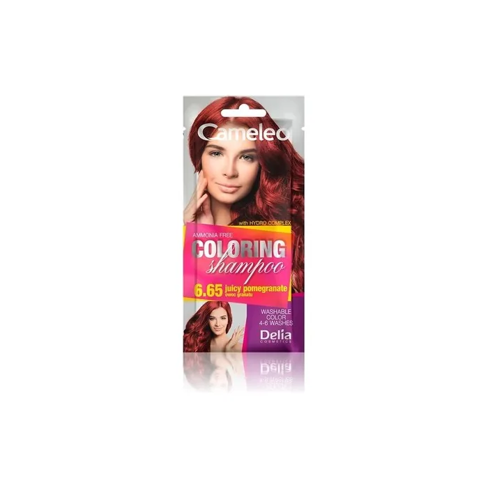 Cameleo Pomegranate Coloring Shampoo Quick and Easy Color Refreshing Washable Coloring Tone In Tone 40ml 6.65 Juicy Pomegranate
