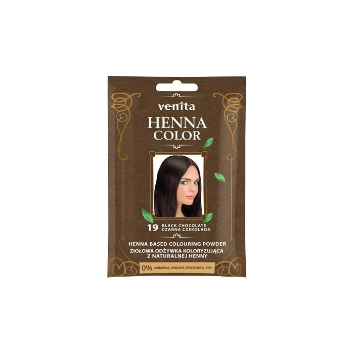 Venita Henna Color Herbal Coloring Conditioner With Natural Henna 19 Black Chocolate 25g