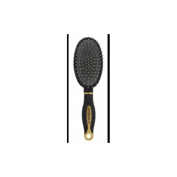 INTER-VION Hair Brush Black-Gold Pin 499252