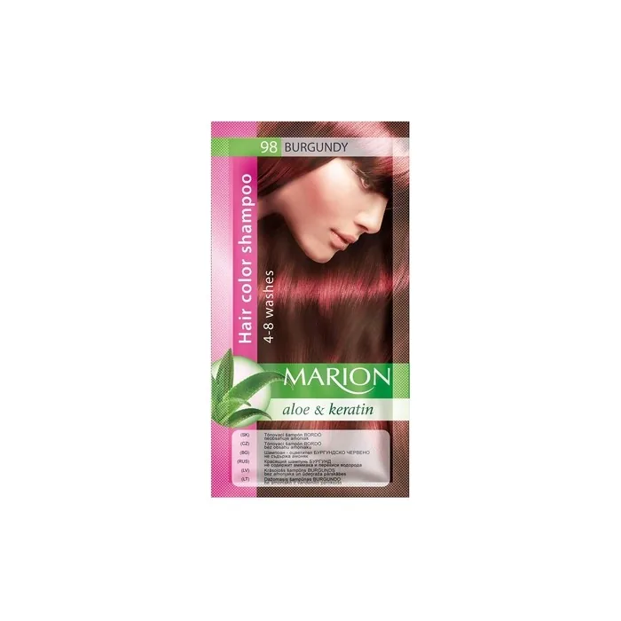 Marion Hair Color Shampoo Sachet Lasting 4 to 8 Washes with Aloe and Keratin