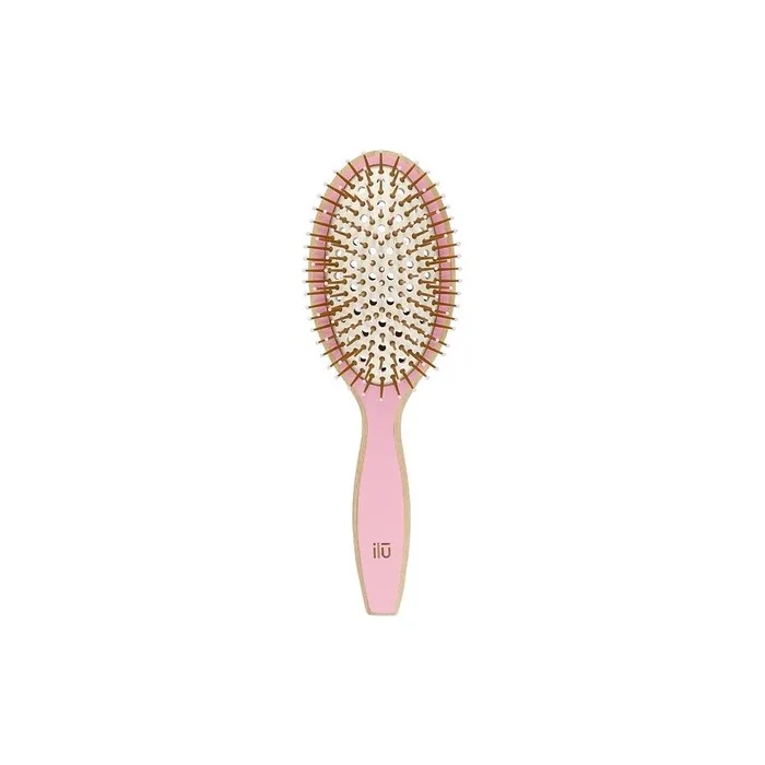 T4B ILU BambooM Detangling Eco Friendly Bamboo Hairbrush Pink Flamingo Oval