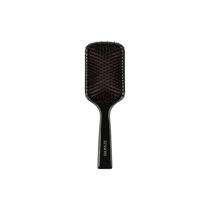 TB TOOLS FOR BEAUTY Lussoni Wooden Detangling Hair Brush with Boar Bristles Anti-Static for Long Hair Black Paddle
