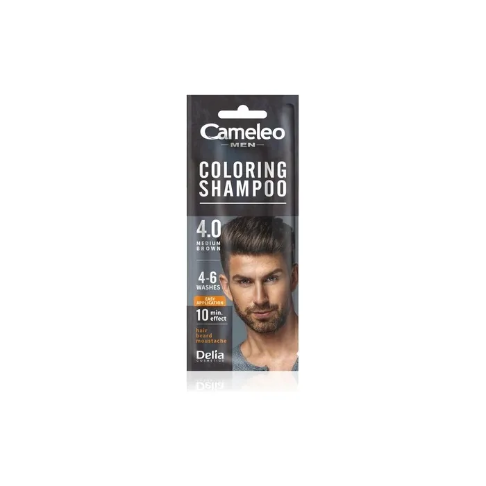 Cameleo Men Coloring Shampoo Brown Hair Beard Mustache Visible Color In 10 Minutes Refreshes Lasts For 4 To 6 Washes Easy Quick Application Walnut Extract 15ml
