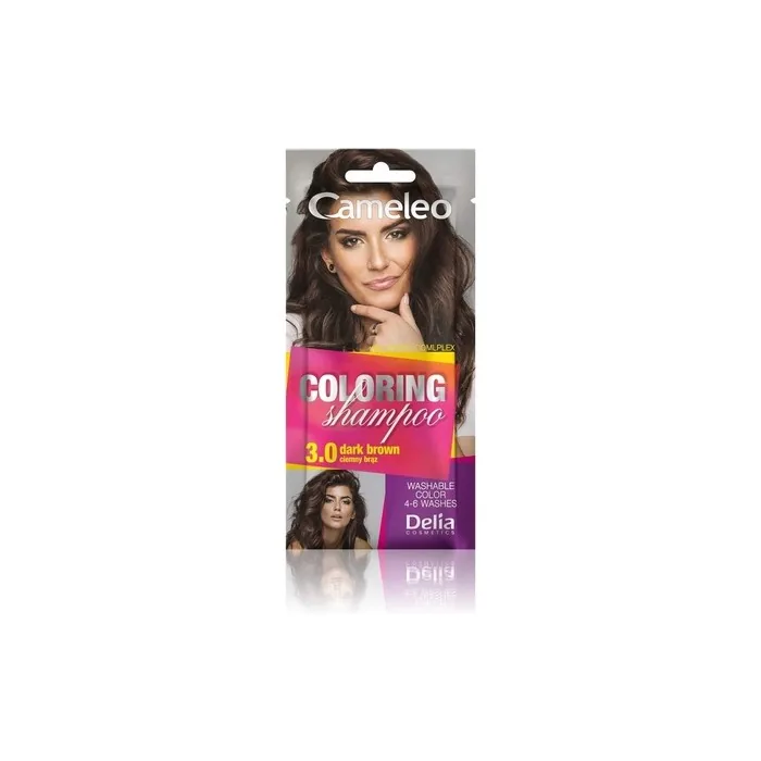 Cameleo Dark Brown Coloring Shampoo Quick and Easy Color Refreshing Washable Coloring 40ml