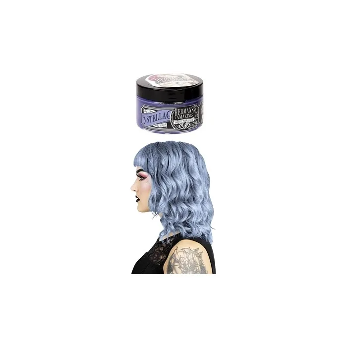 Herman's Amazing Direct Hair Color Stella Steel Blue Semi-Permanent Conditioner Based Washable Blue Hair Tint