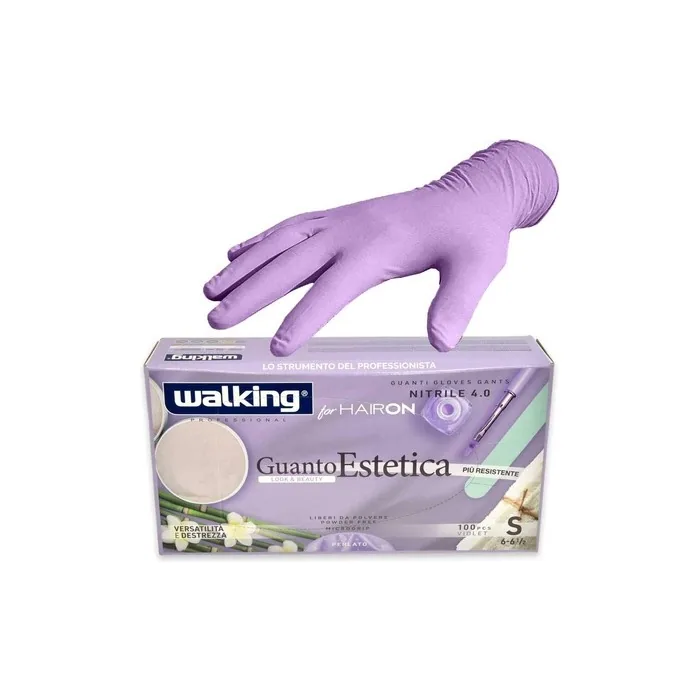Walking Violet Glitter Nitrile Gloves For Hairdressing