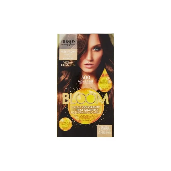 Dikson BLOOM Hair Color Cream 500 Light Brown Organic Oil Blend