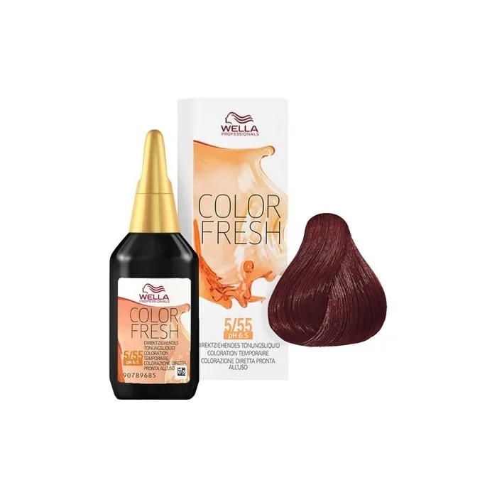 Wella Colour Fresh Semi-Permanent Hair Colour 5/55 Light Brown Mahogany Intense 75ml