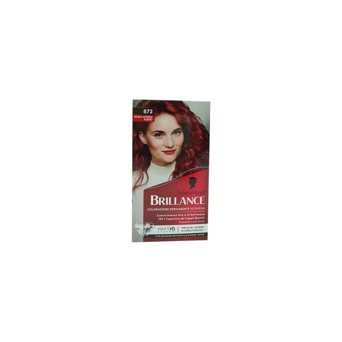 Schwarzkopf Brillance Permanent Hair Color Hair Dye Cream with Nourishing Conditioner Diamond Shine Coverage for White Hair Shade 872 Intense Ruby Red 170.00ml