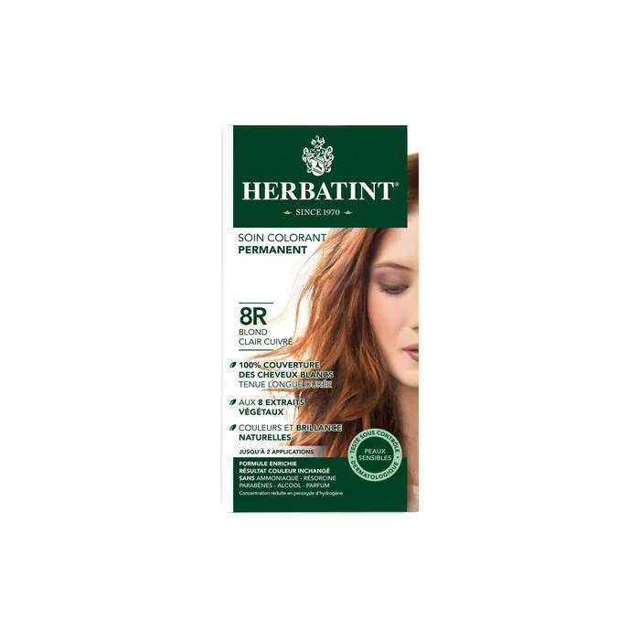 Herbatint Permanent Dye Care of 5 Plant Extracts 150ml 8R Light Blonde Copper
