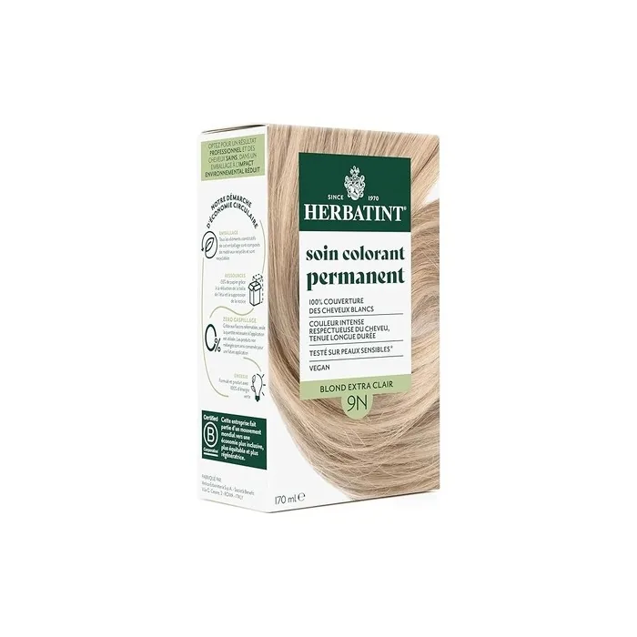 Herbatint Permanent Color Care 170 Ml Hair Colour 9n Extra Light Blonde