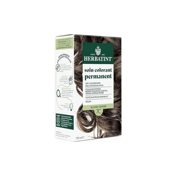 Herbatint Permanent Color Care 7c Ash Blond Hair Colour 170 Ml