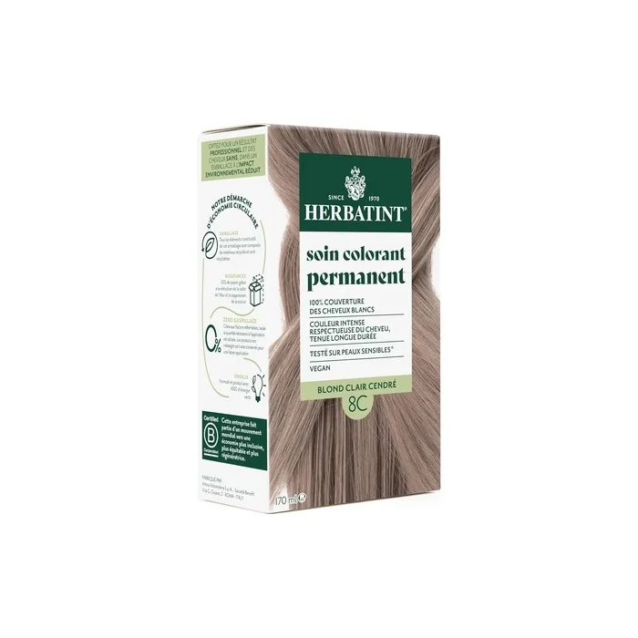Herbatint Permanent Hair Color Treatment 8C Light Ash Blonde 170ml