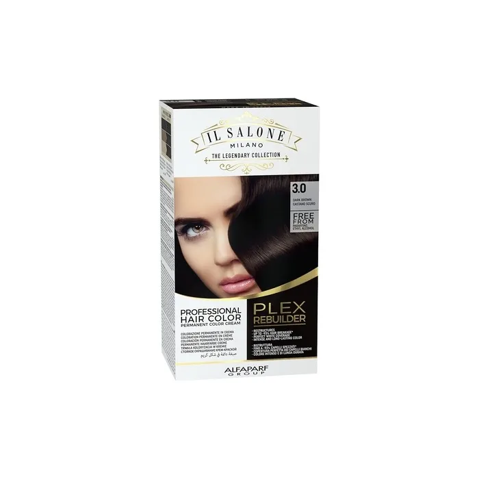 Il Salone Milano Plex Rebuilder Permanent Hair Color Cream 3.0 Dark Brown Professional Hair Dye Kit