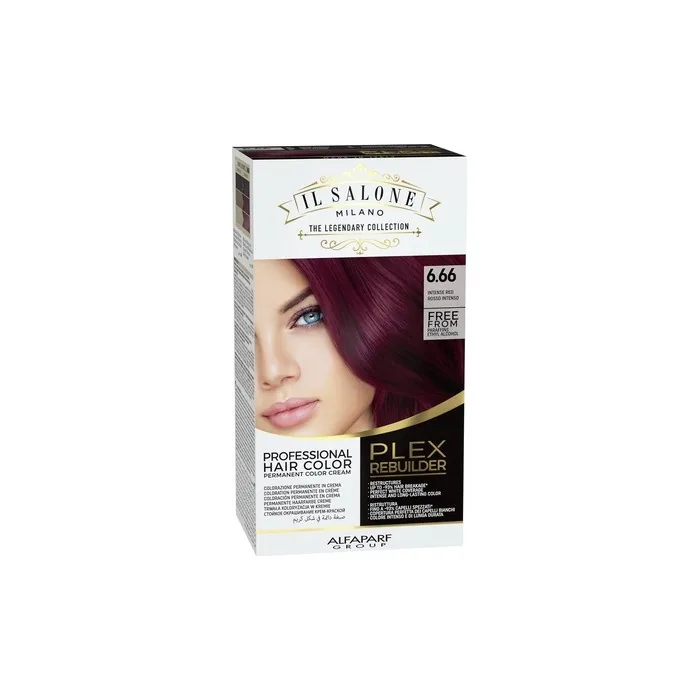 Il Salone Milano Plex Rebuilder Permanent Hair Color Cream 6.66 Intense Red Professional Hair Dye Kit
