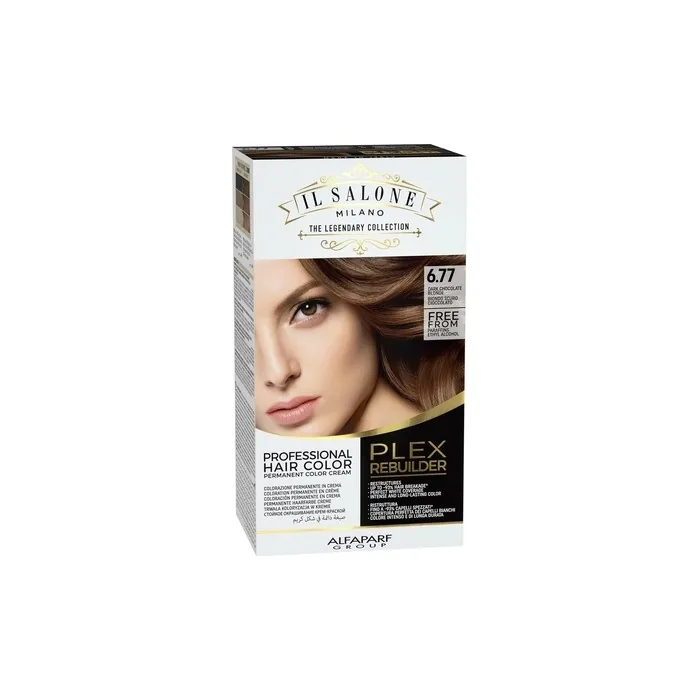 Il Salone Milano Plex Rebuilder Permanent Hair Color Cream 6.77 Dark Chocolate Blonde Professional Hair Dye Kit