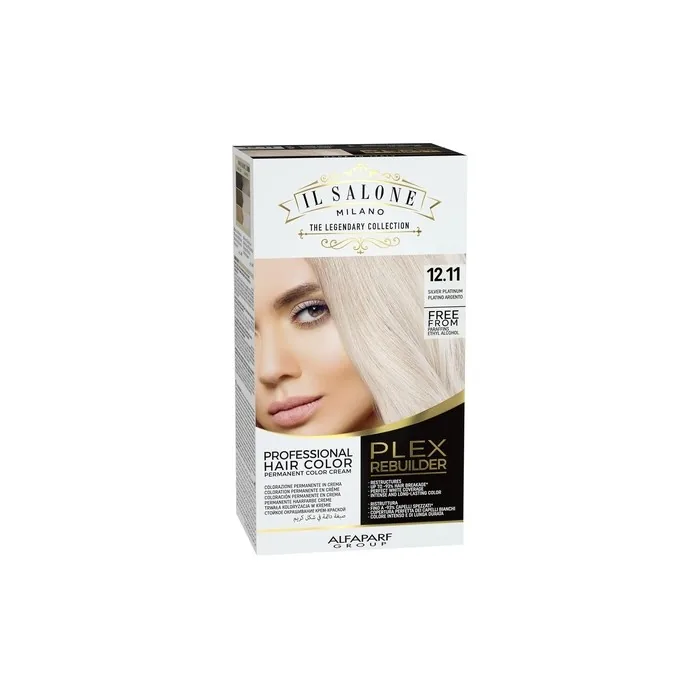 Il Salone Milano Plex Rebuilder Permanent Hair Color Cream 12.11 Silver Platinum Professional Hair Dye Kit