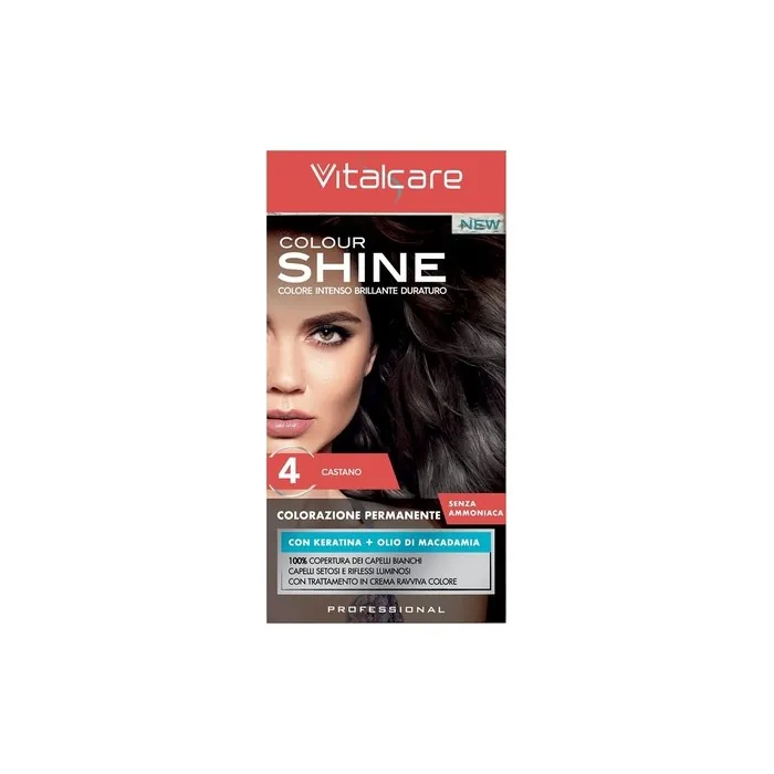 Vitalcare Color Shine Cream without Ammonia with Keratin No. 4 Chestnut Brown