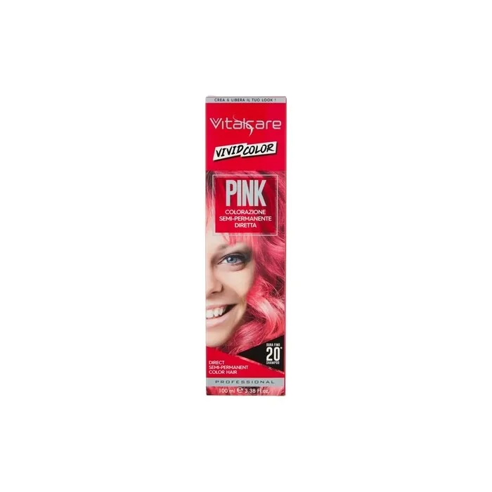 Vitalcare Vivid Professional Semi-Permanent Hair Color - Pink, Moisturizing and Shiny, Lasts up to 20 Washes