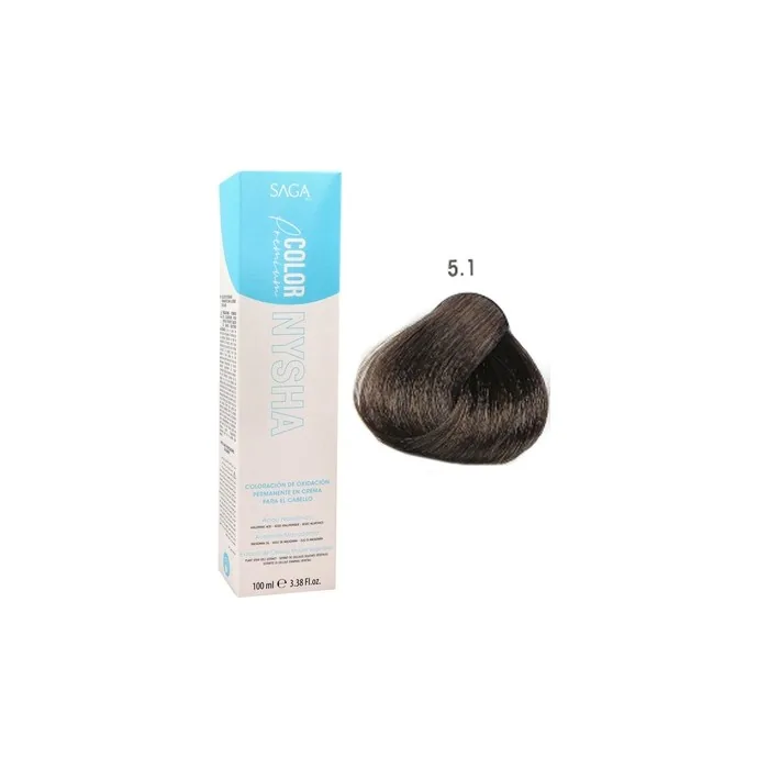 Saga Nysha Color Premium 5.1 Light Ash Brown Hair Color 100ml