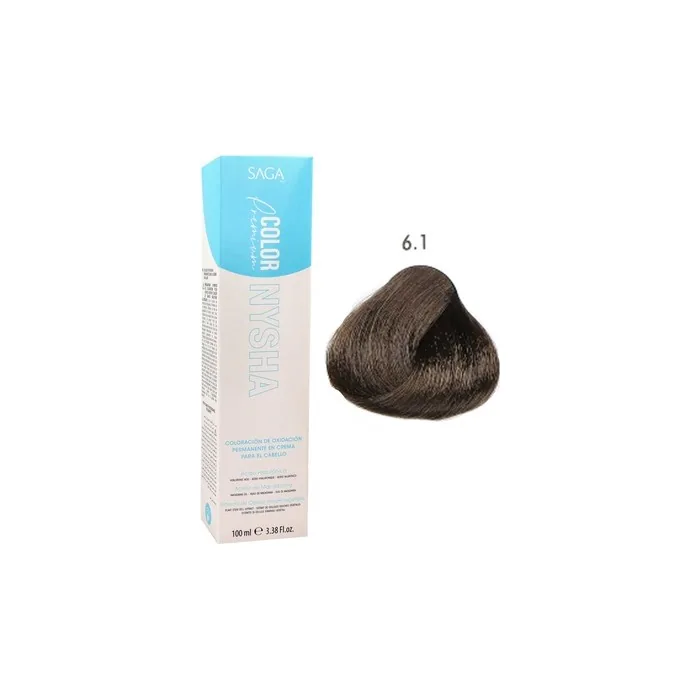Saga Nysha Color Premium 6.1 Dark Ash Blonde Hair Color 100ml